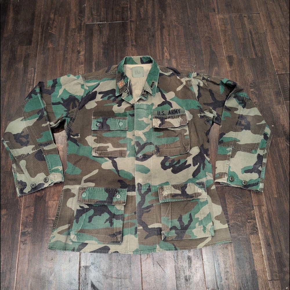 US Army Woodland Camouflage Hot Weather Field Jacket Mens Large